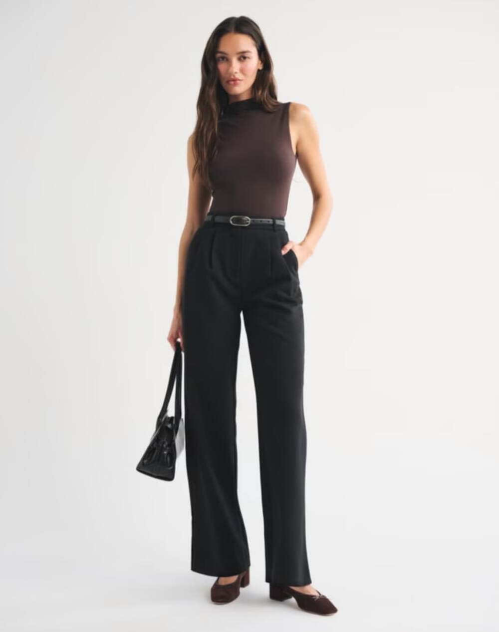 Abercrombie A&F Sloane Tailored Wide Leg Pant Black Size 27